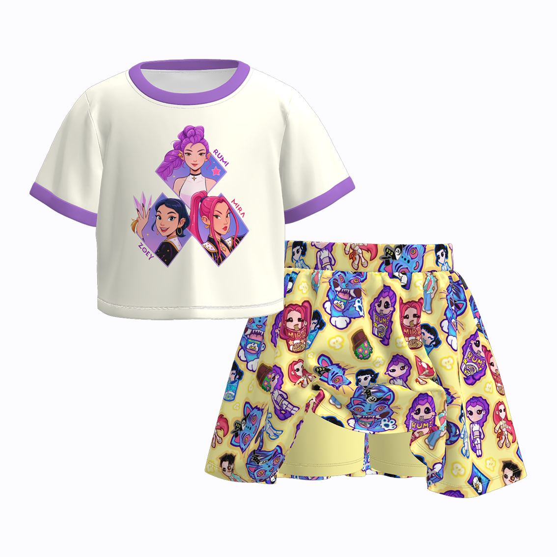 (Pre Order)Girls Spring&Summer Movie Character Print Skort Set