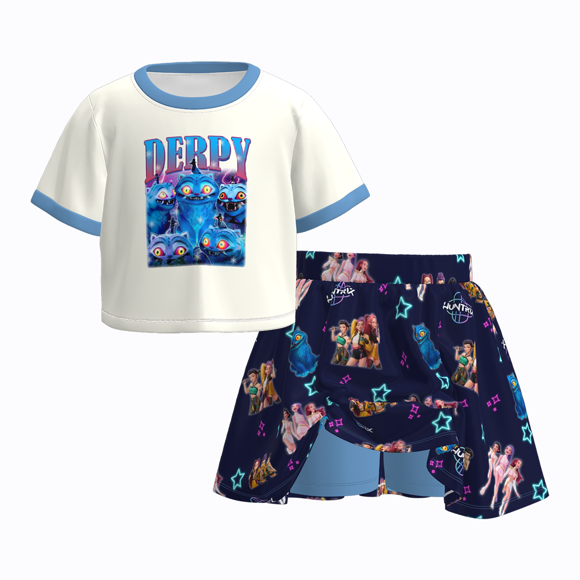 (Pre Order)Girls Spring&Summer Movie Character Print Skort Set