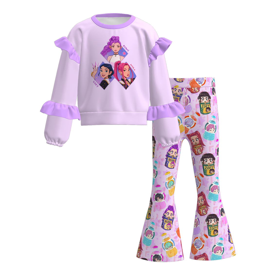 (Pre Order)Girls Spring&Summer Movie Character Print Outfit Set