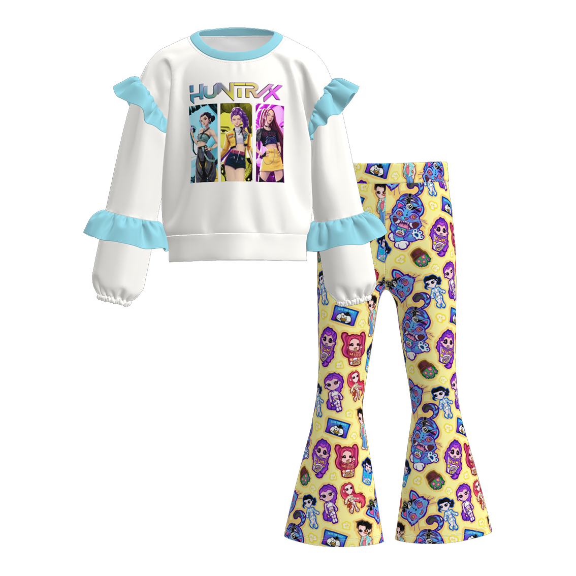 (Pre Order)Girls Spring&Summer Movie Character Print Outfit Set