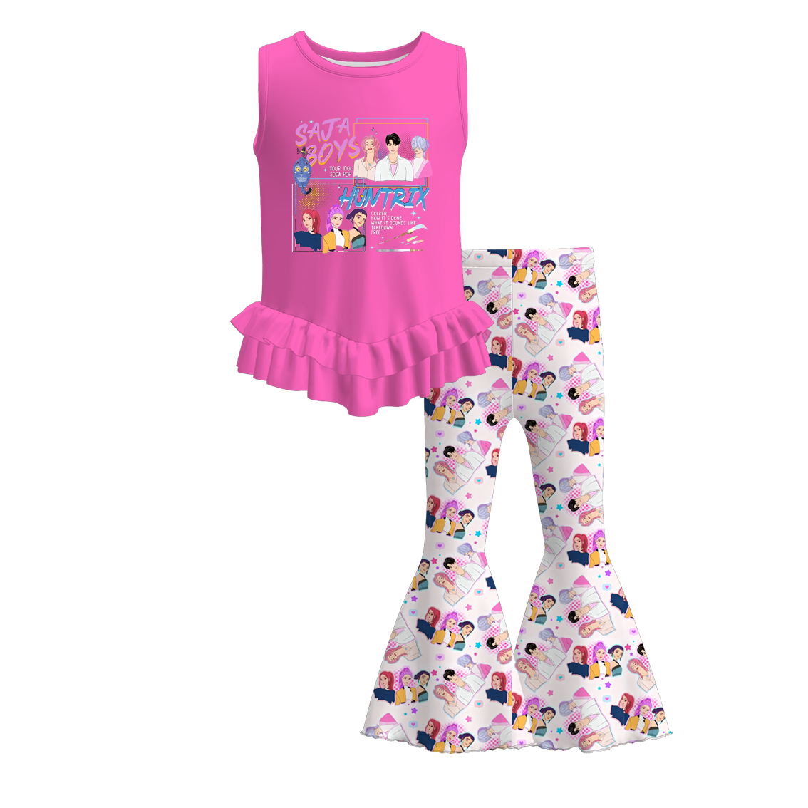 (Pre Order)Girls Spring&Summer Movie Character Print Outfit Set