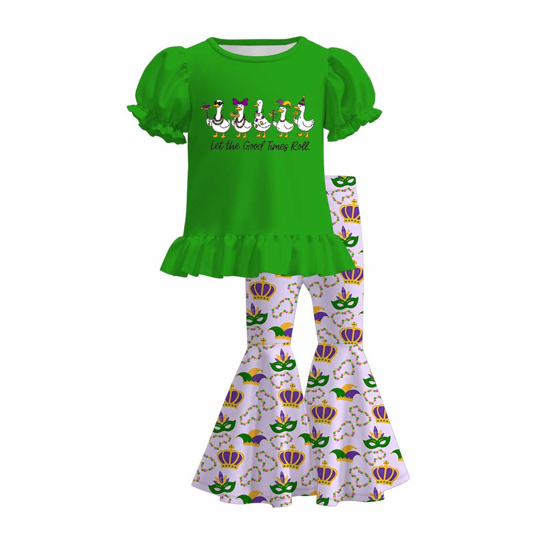 (Pre Order)Girls Mardi Gras Print Outfit Set