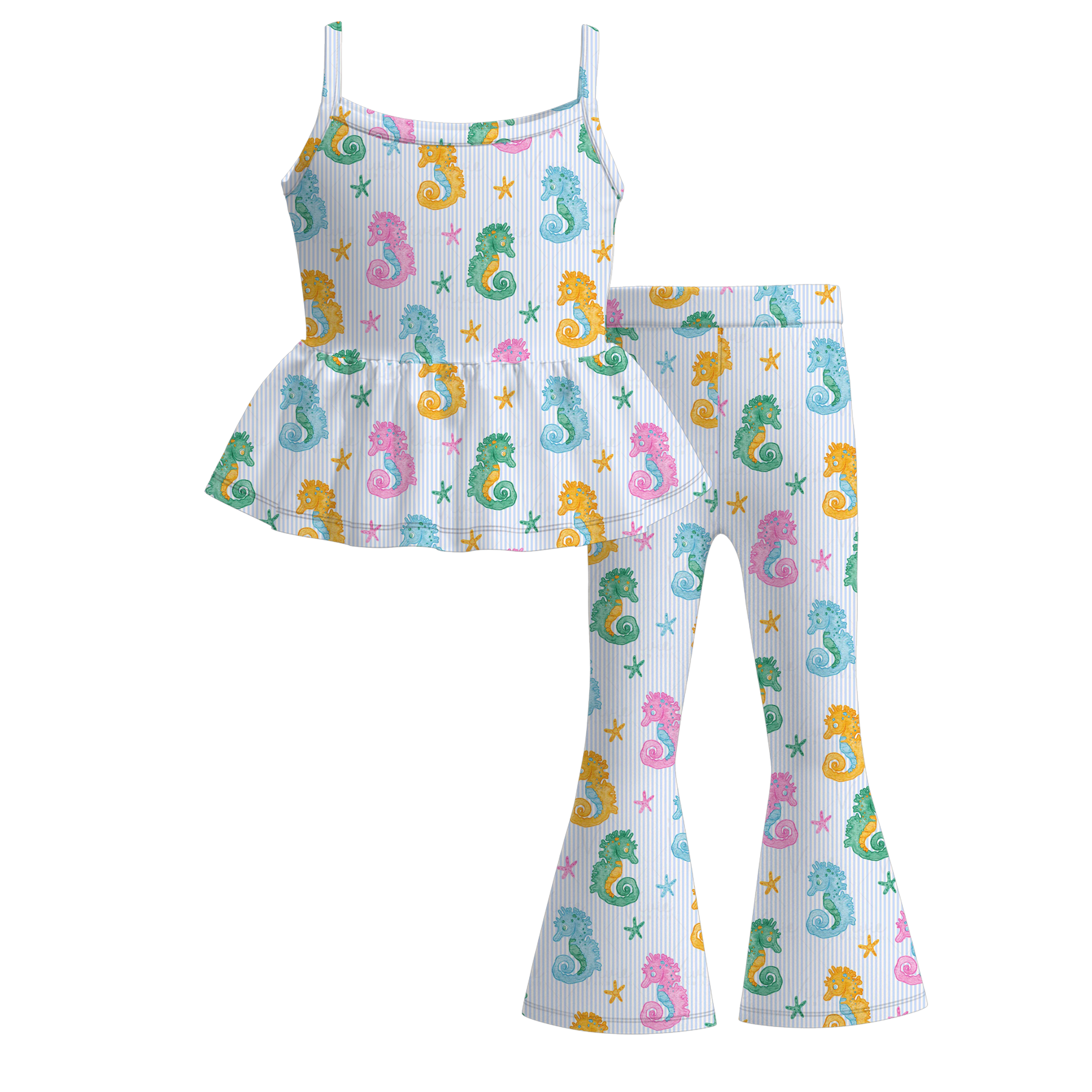 (Pre Order)Girls Spring&Summer Seashell Print Outfit Set