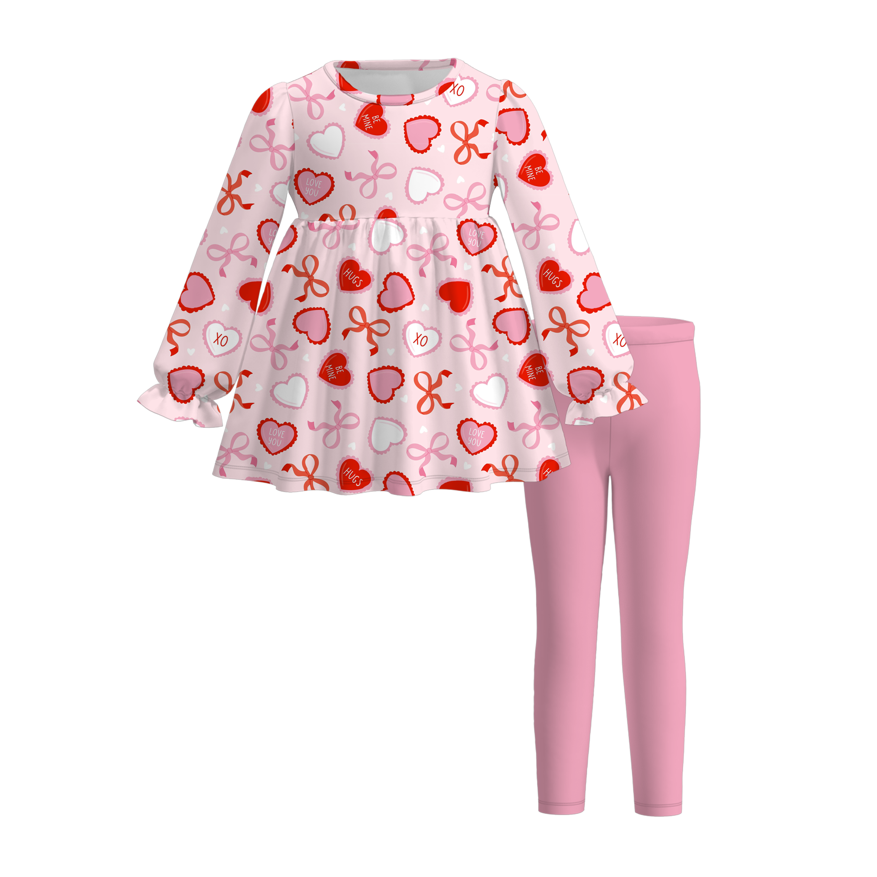 (Pre Order,Prepack Zone)Girls Valentine's Day Print Outfit Set(Mix Size)