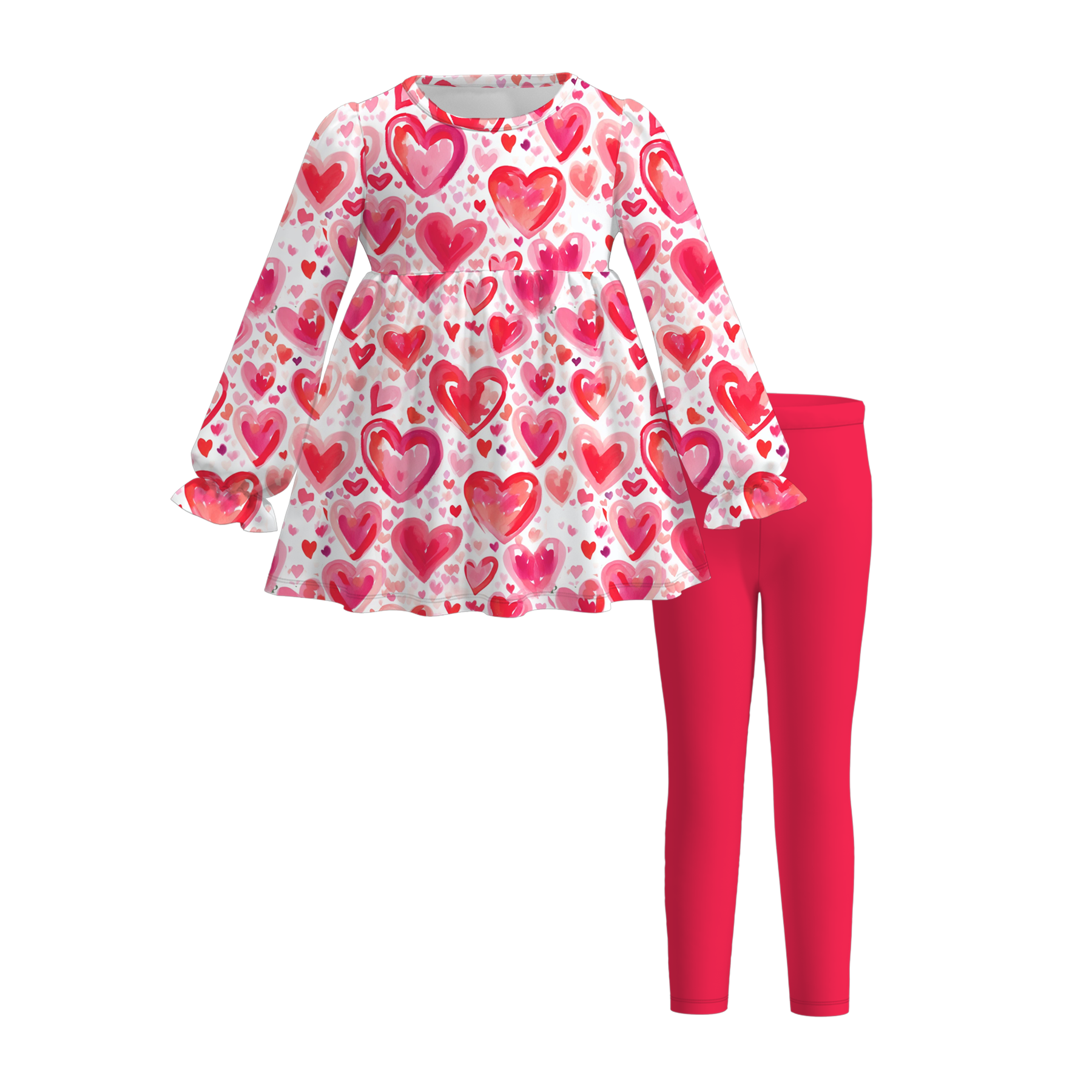 (Pre Order,Prepack Zone)Girls Valentine's Day Print Outfit Set(Mix Size)