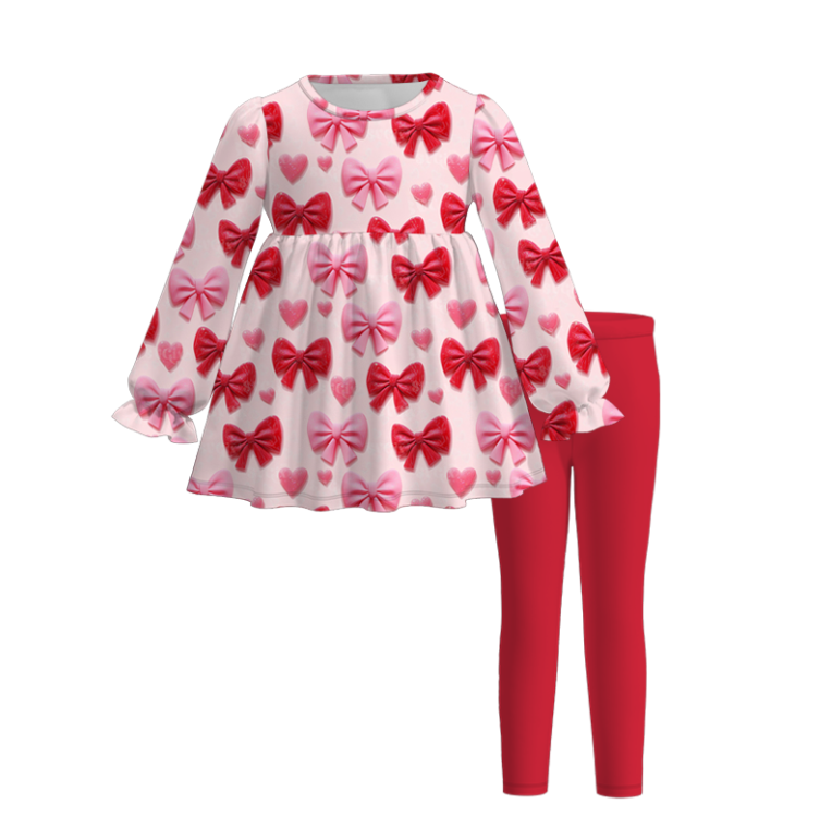 (Pre Order,Prepack Zone)Girls Valentine's Day Print Outfit Set(Mix Size)