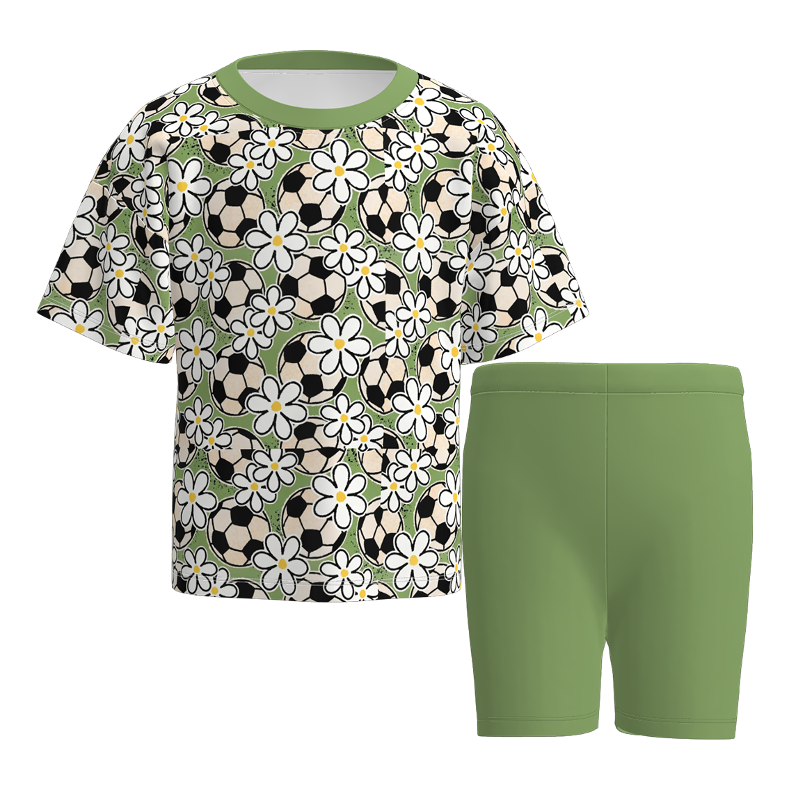 (Pre Order)Girls Spring&Summer Sports Print Cycling Trouser Set