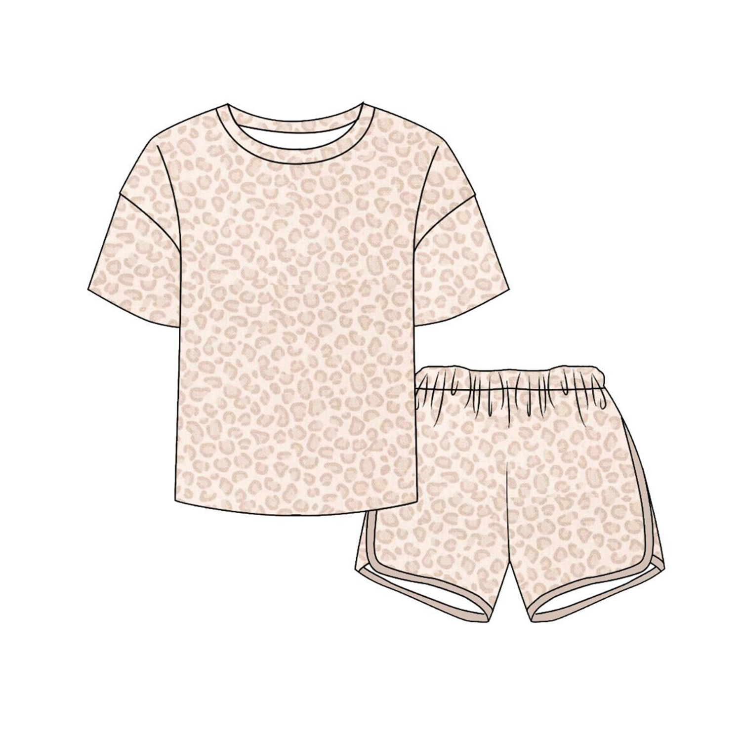 (Pre Order)Girls Spring&Summer Leopard Print Shorts Set