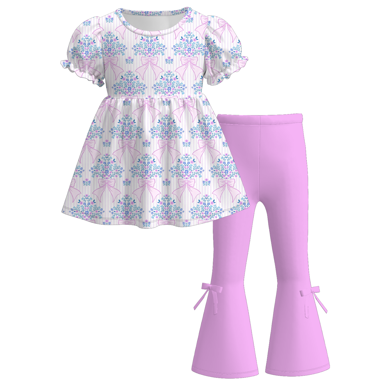 (Pre Order)Girls Easter Bunny Print Outfit Set