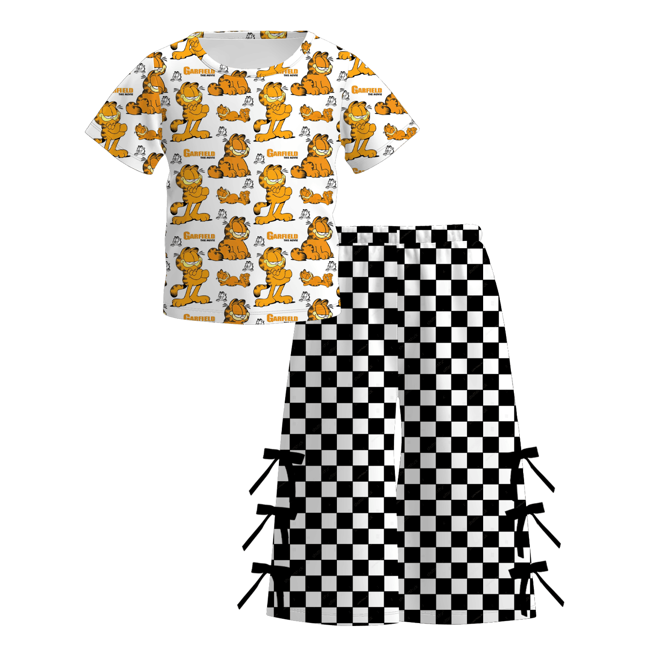 (Pre Order)Girls Spring&Summer Cartoon Print Dress&Outfit Set