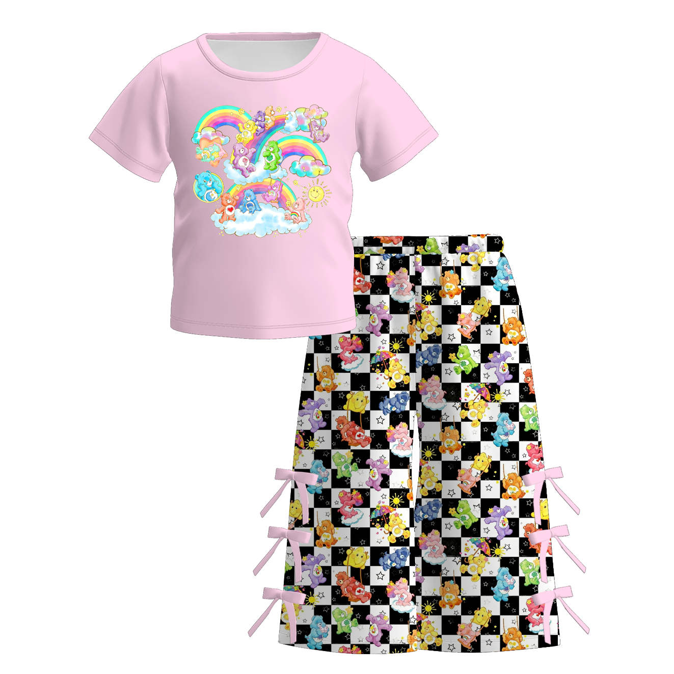 (Pre Order)Girls Spring&Summer Cartoon Print Dress&Outfit Set