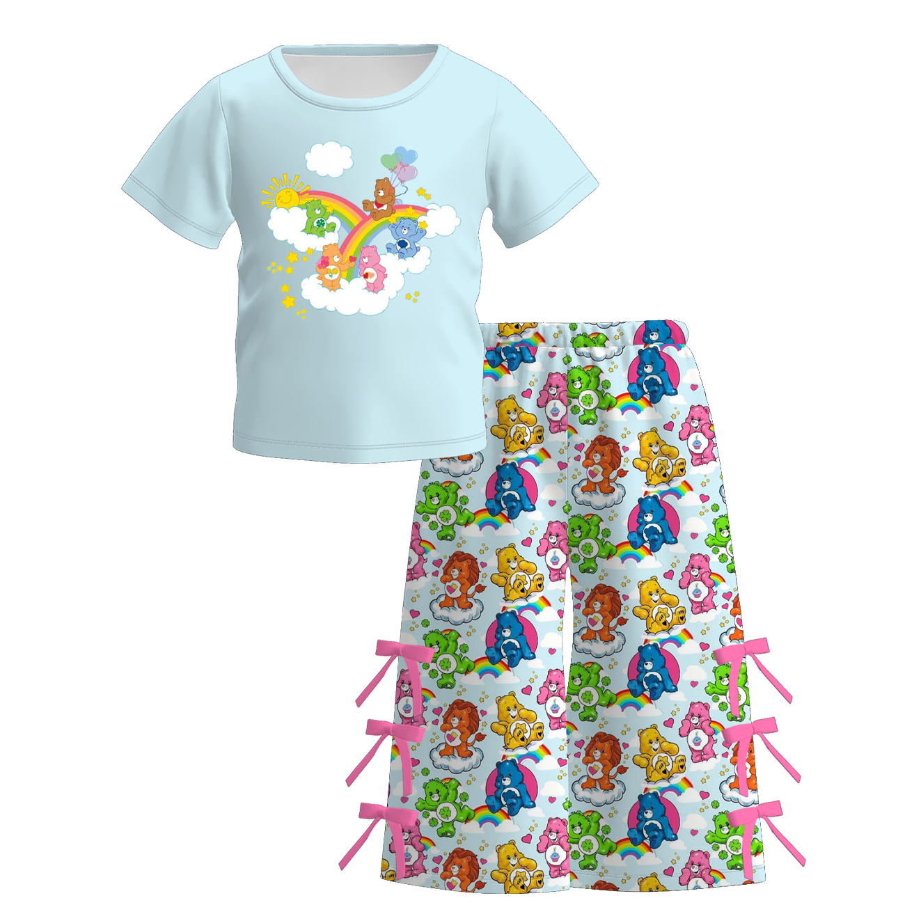 (Pre Order)Girls Spring&Summer Cartoon Print Dress&Outfit Set