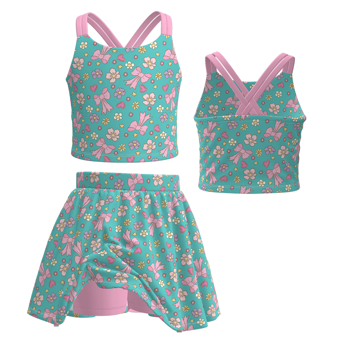 (Pre Order)Sisters Spring&Summer Bow Print Dress,Set&Romper