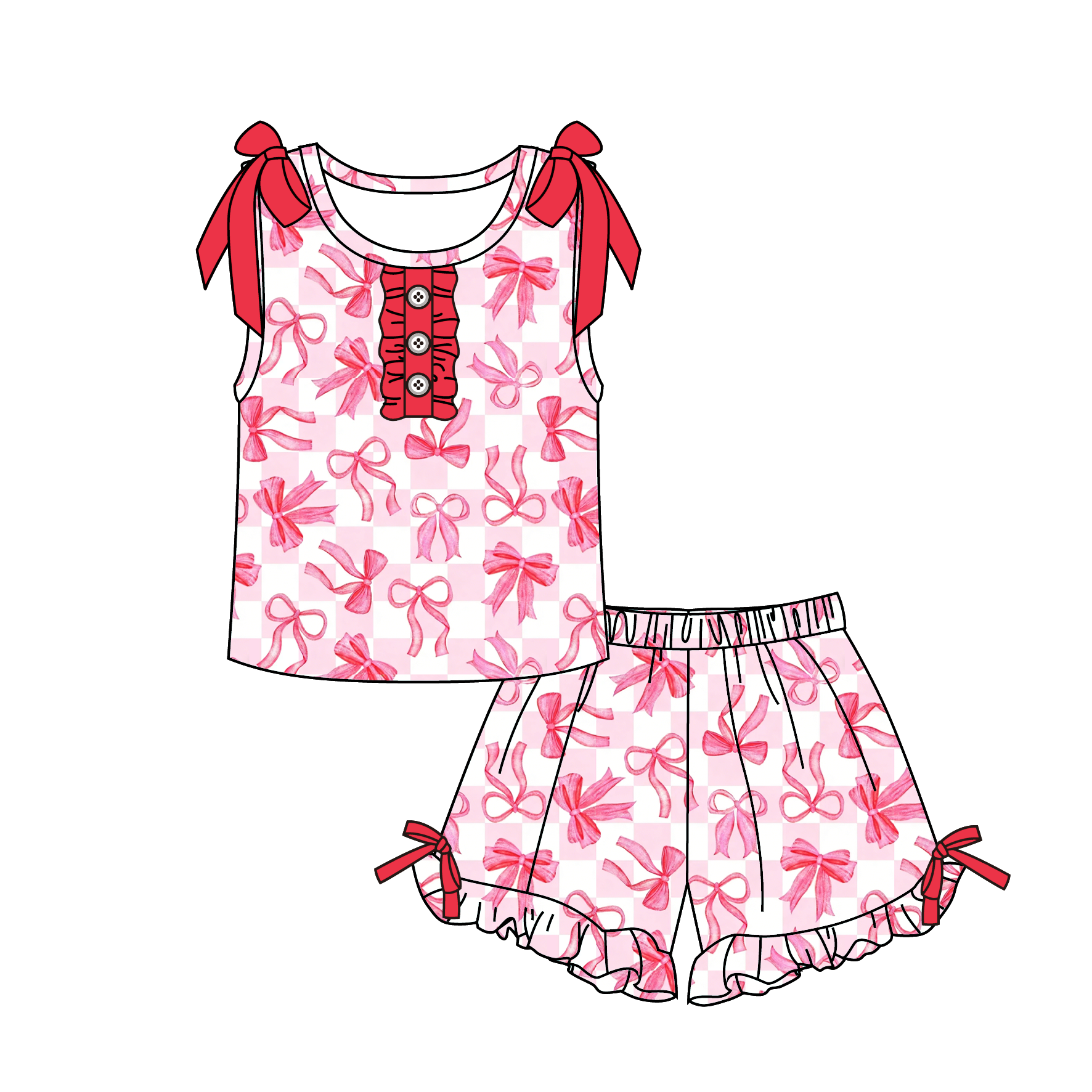 (Pre Order)Girls Spring&Summer Print Shorts Set