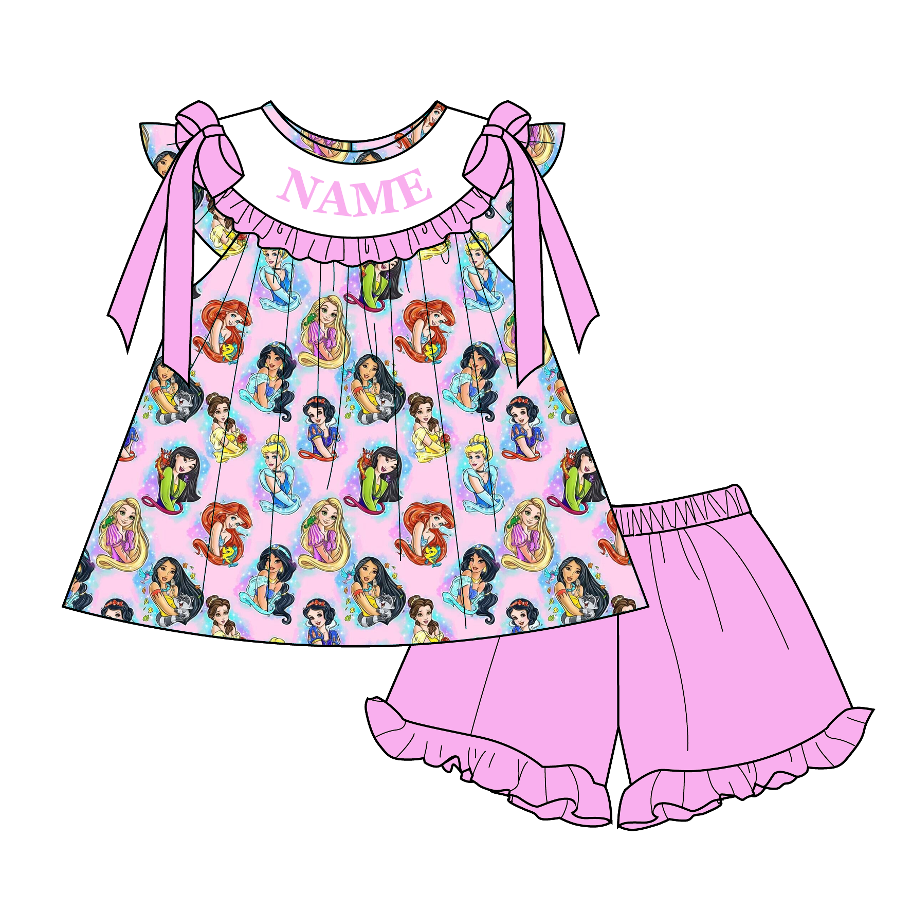 (Pre Order)Sisters Spring&Summer Princess Embroidery Smocked Dress,Set&Romper-Customized name