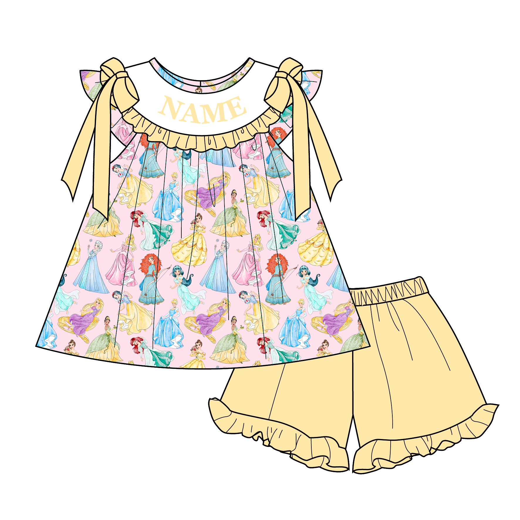 (Pre Order)Sisters Spring&Summer Princess Embroidery Smocked Dress,Set&Romper-Customized name