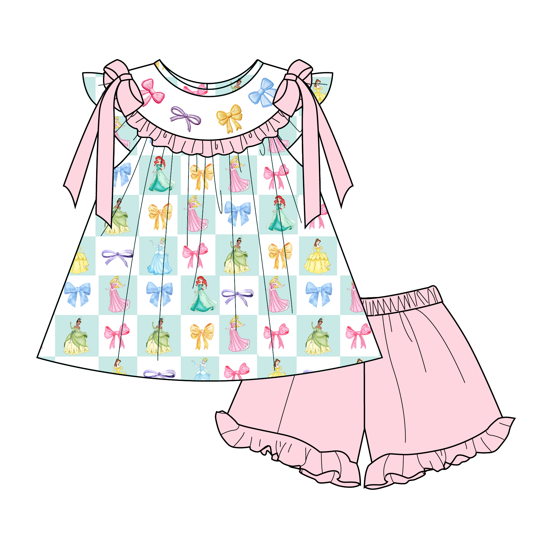 (Pre Order)Sisters Spring&Summer Princess Embroidery Smocked Dress,Set&Romper