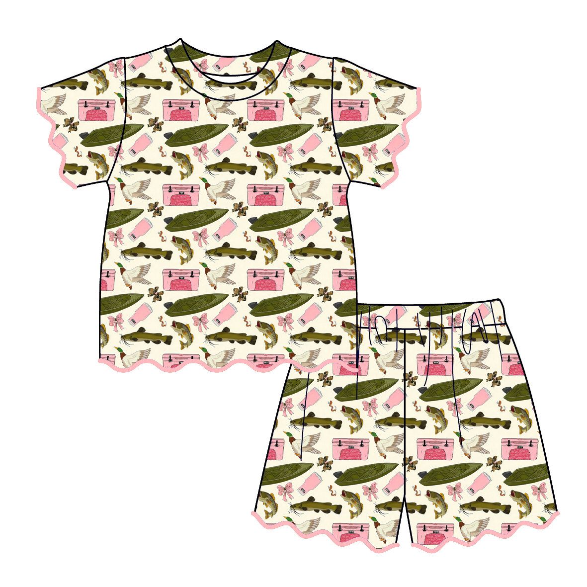 (Pre Order)Girls Spring&Summer Scallop Shorts Set