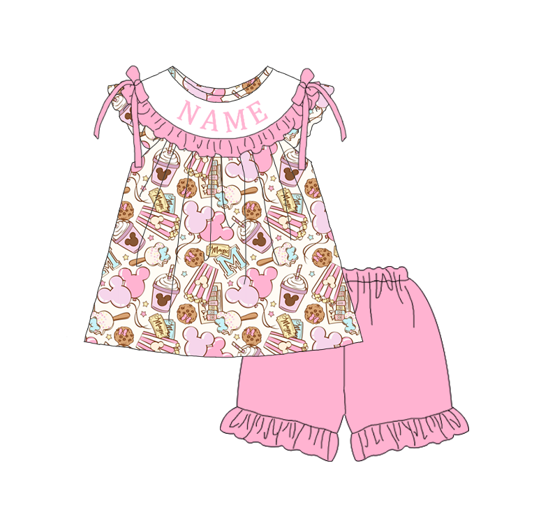 (Pre Order)Sisters Spring&Summer Cartoon Embroidery Smocked Dress,Set&Romper-Customized name
