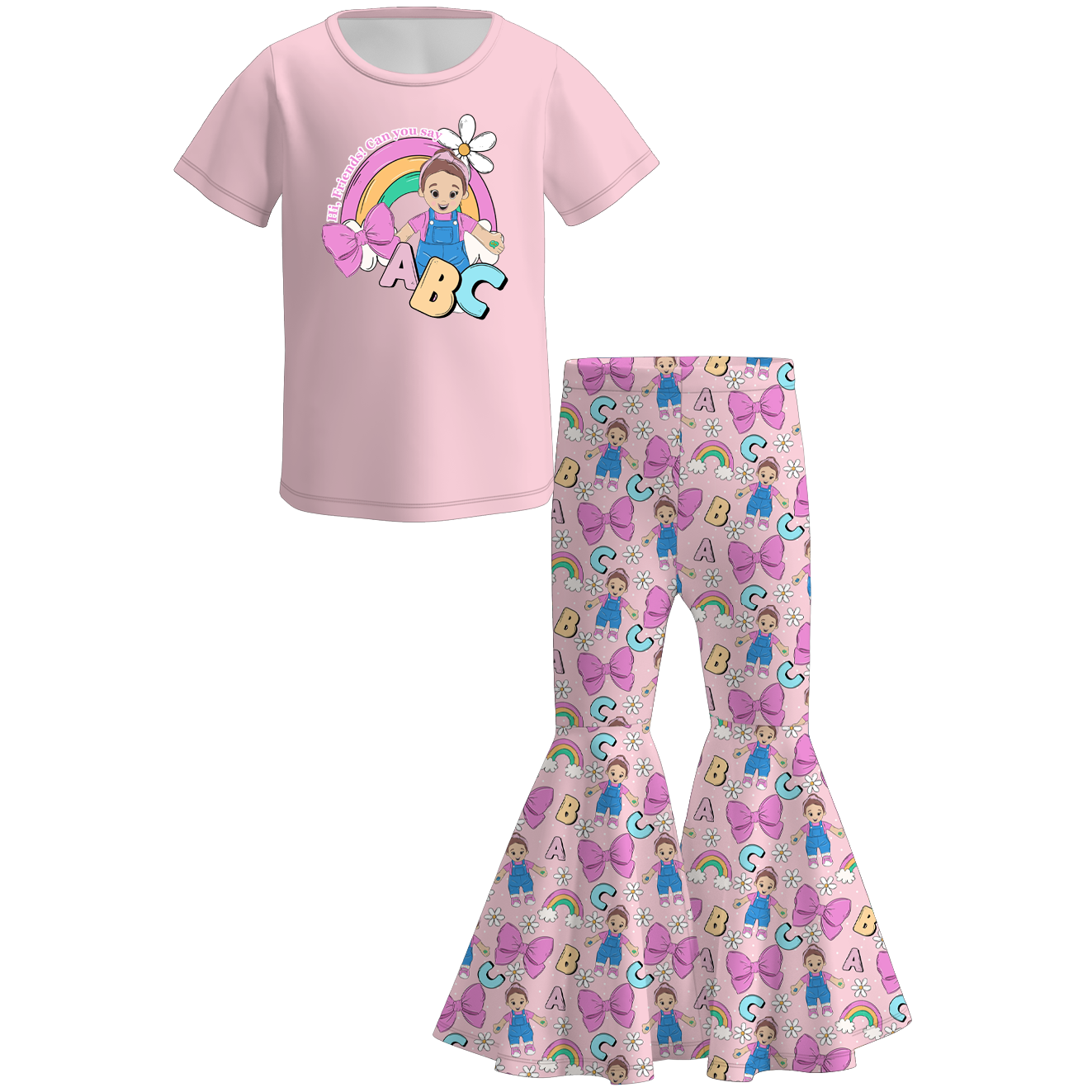 (Pre Order)Sisters Spring&Summer Cartoon Girl Print Dress,Set