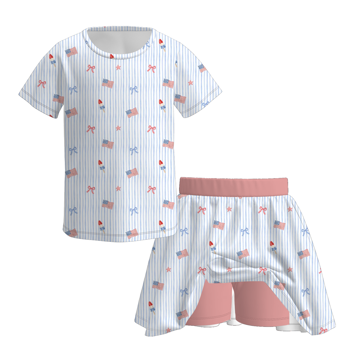 (Pre Order)Family Patriotic Print Dress,Set&Top