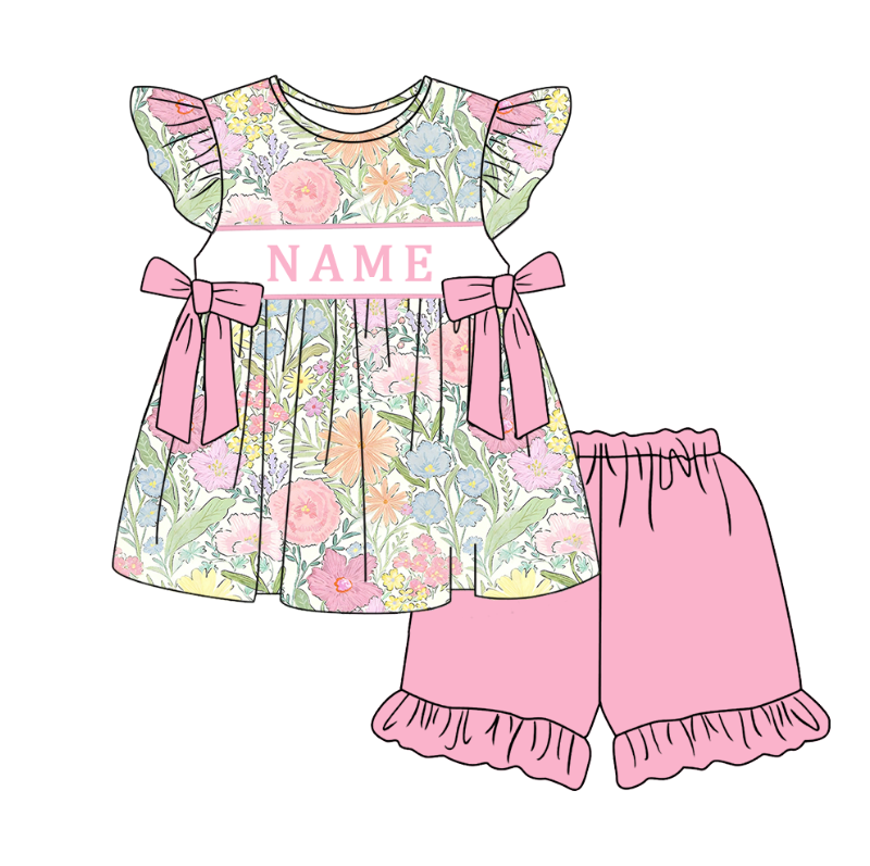 (Pre Order)Sisters Spring&Summer Floral Embroidery Smocked Dress,Set&Romper-Customized name
