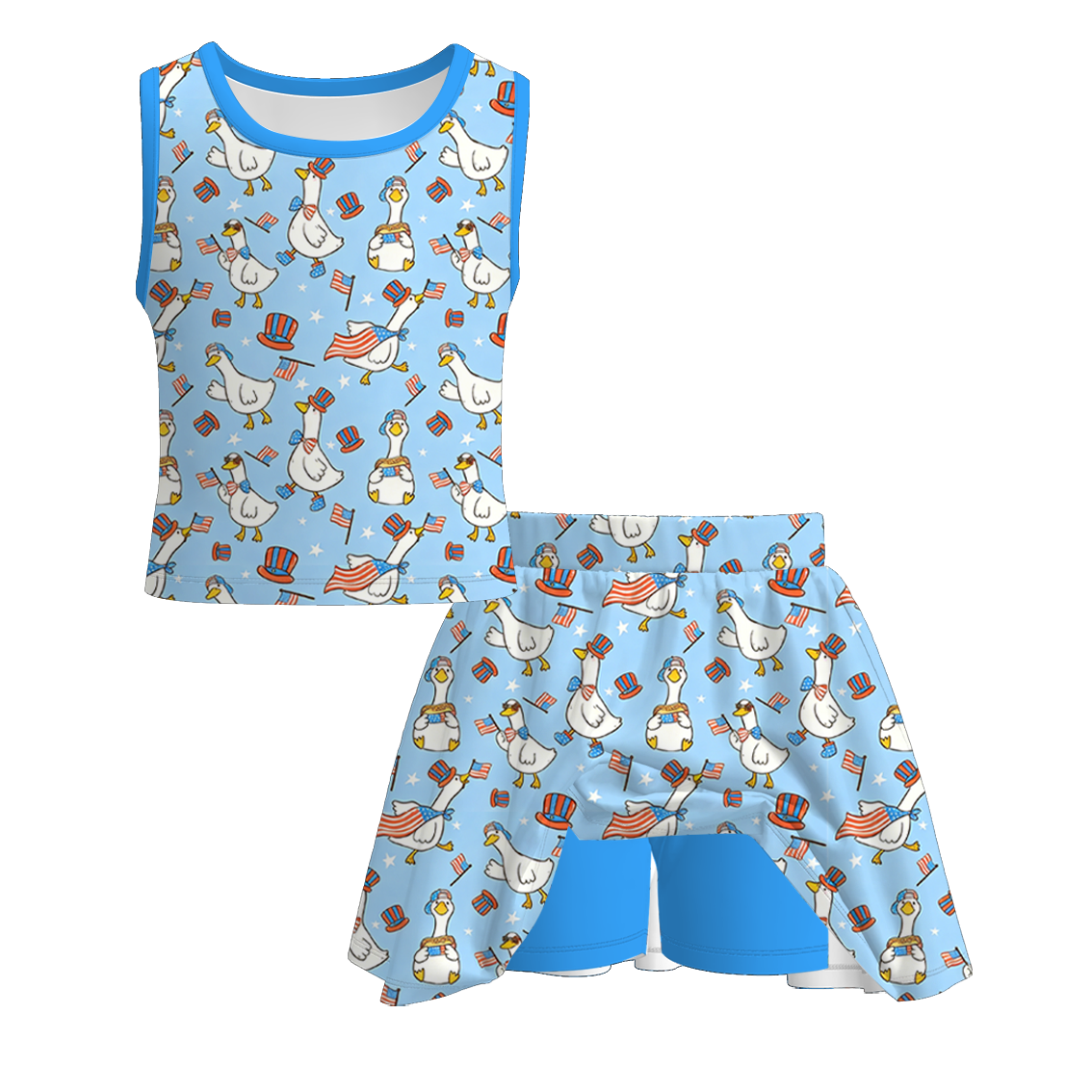 (Pre Order)Mommy and Me Patriotic Goose Print Dress,Set&Pajamas