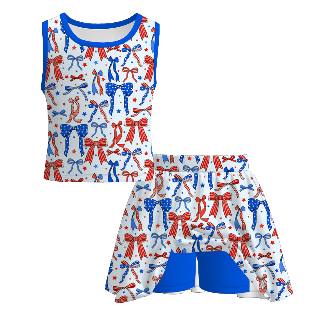 (Pre Order)Mommy and Me Patriotic Bow Print Dress,Set&Pajamas