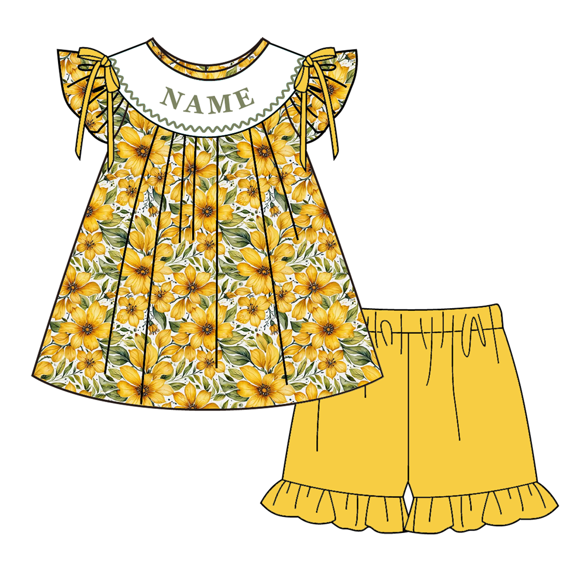 (Pre Order)Sisters Spring&Summer Floral Embroidery Smocked Dress,Set&Romper-Customized name