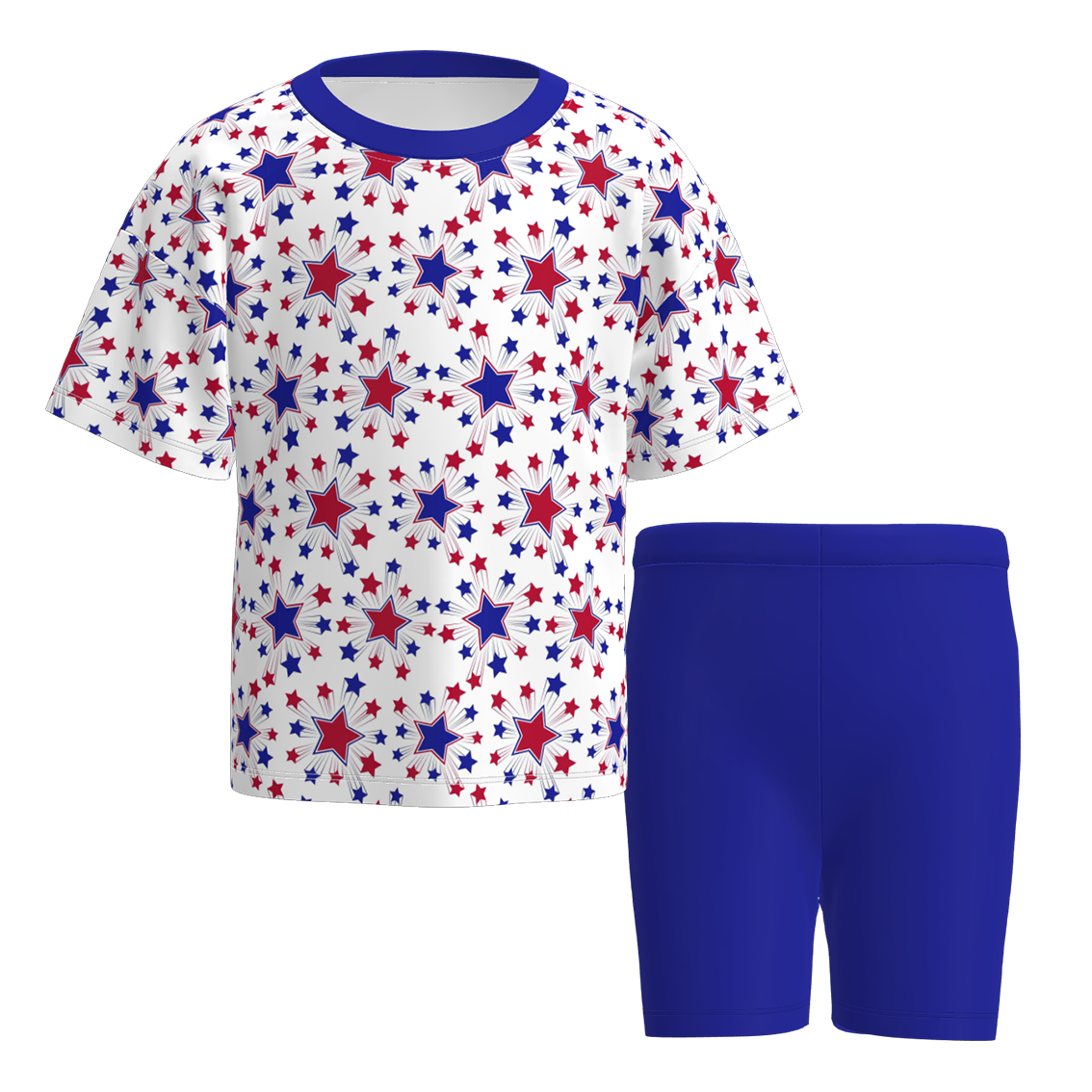 (Pre Order)Girls Patriotic Print Cycling Trouser Set