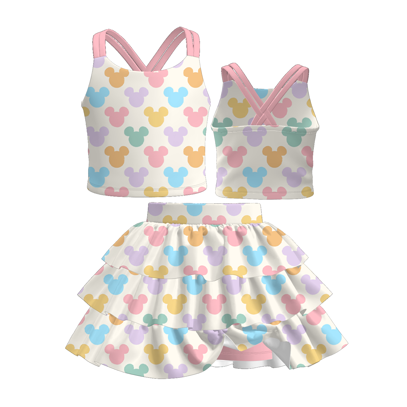 (Pre Order)Girls Spring&Summer Cartoon Print Dress&Set