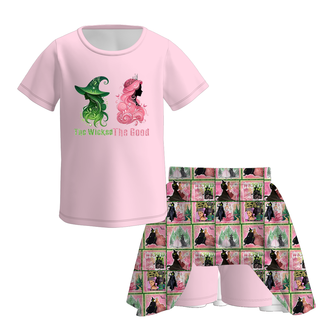 (Pre Order)Girls Spring&Summer Witch Print Skort Set