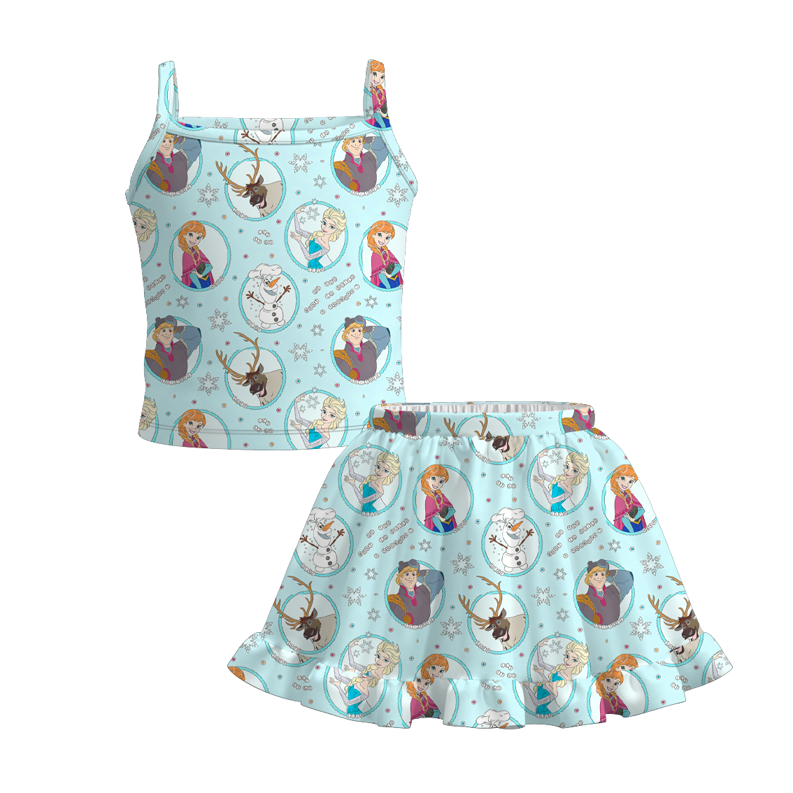 (Pre Order)Girls Spring&Summer Princess Print Skirt Set,Skort Set