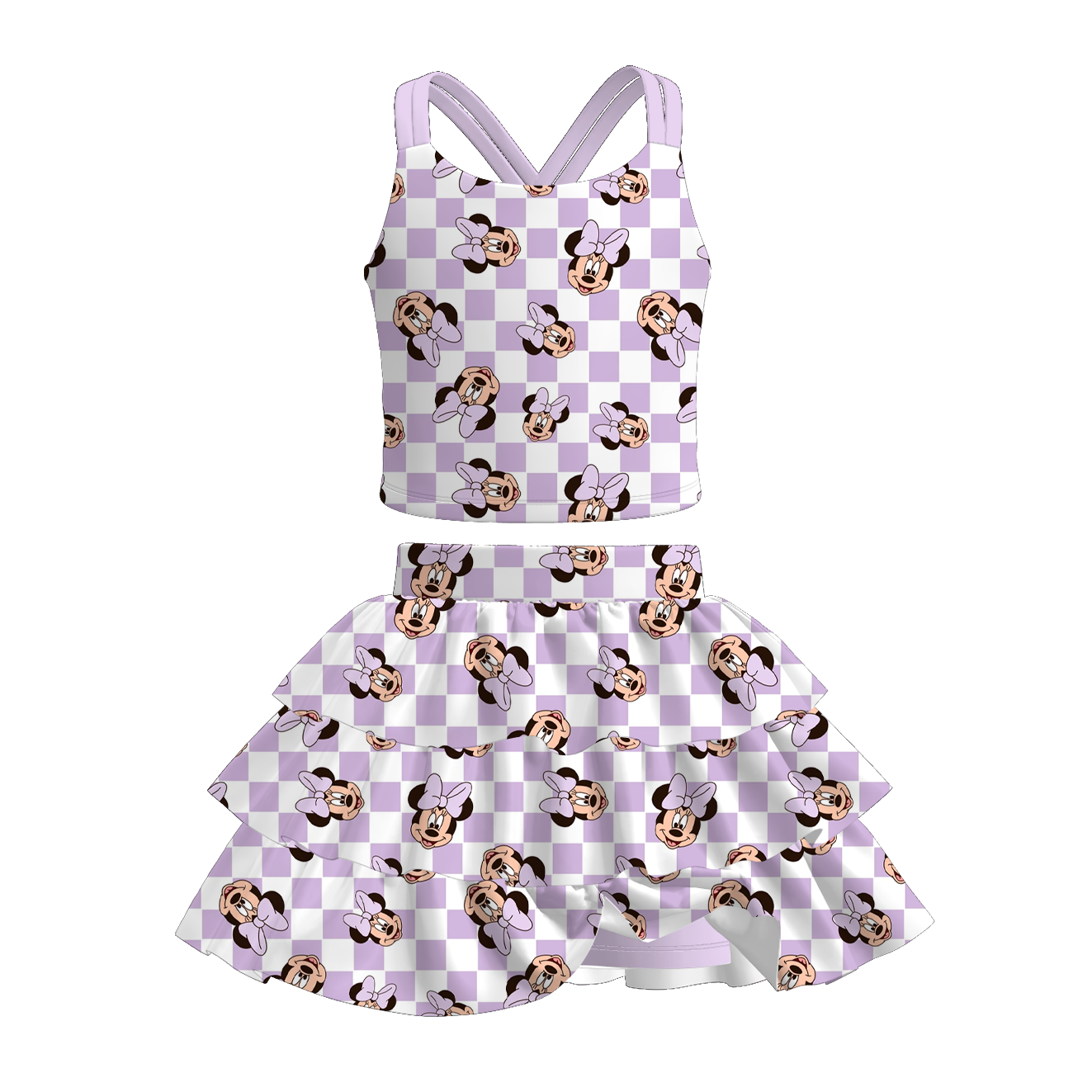 (Pre Order+Prepack Zone)Girls Cartoon&Princess Print Skort Set(Mix Size)