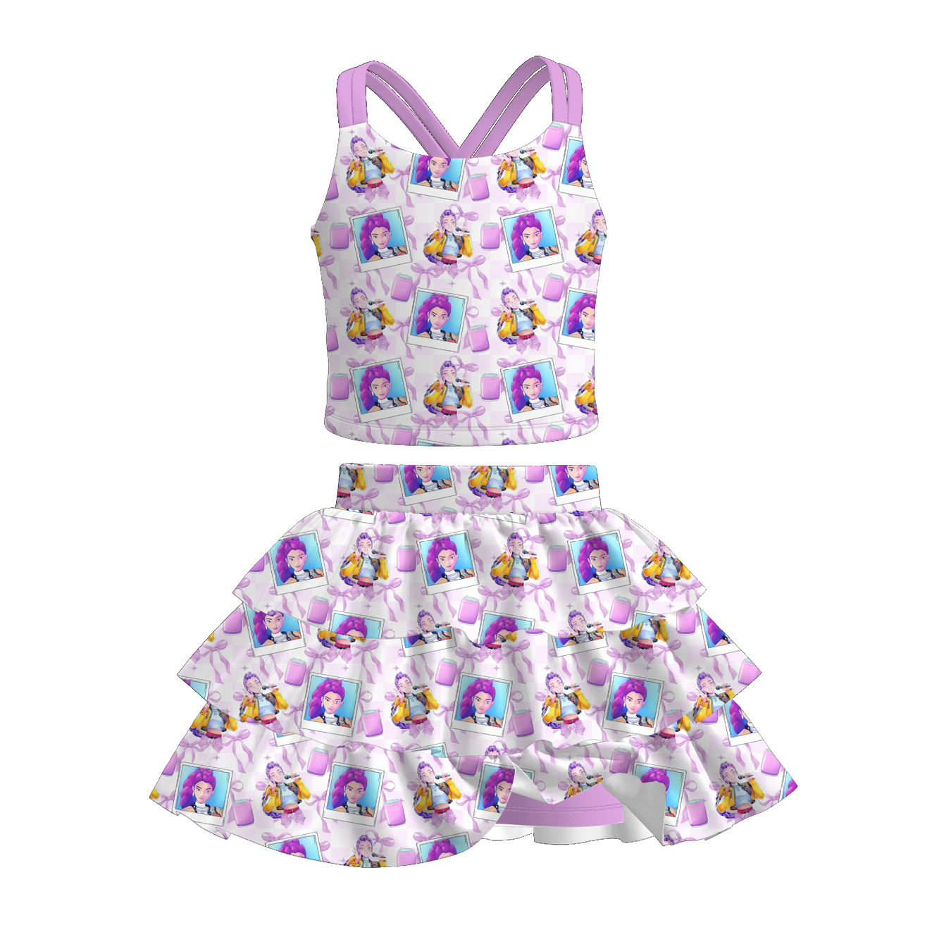 (Pre Order+Prepack Zone)Girls Movie Character Print Skort Set(Mix Size)