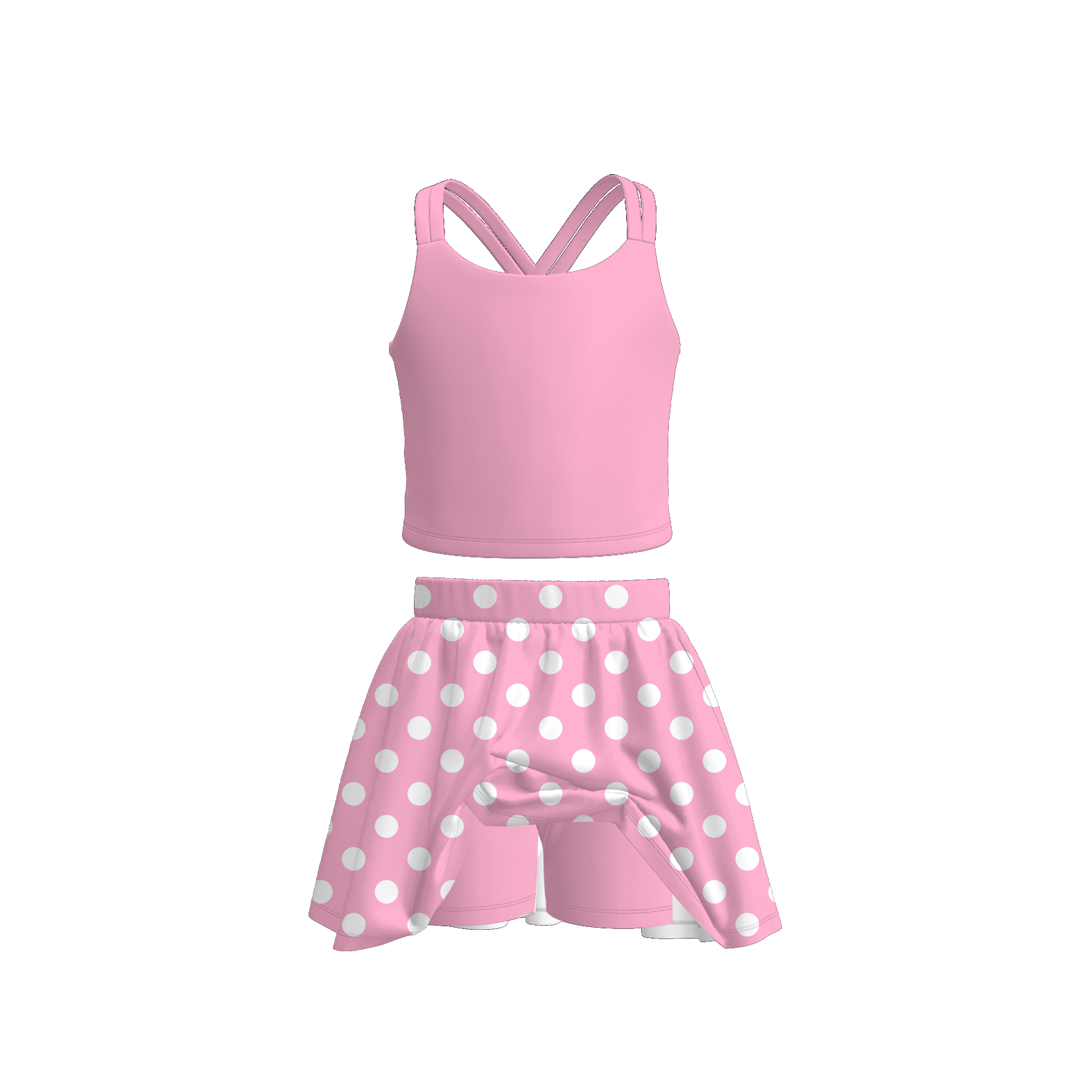 (Pre Order)Girls Spring and Summer Dot Print Skort Set