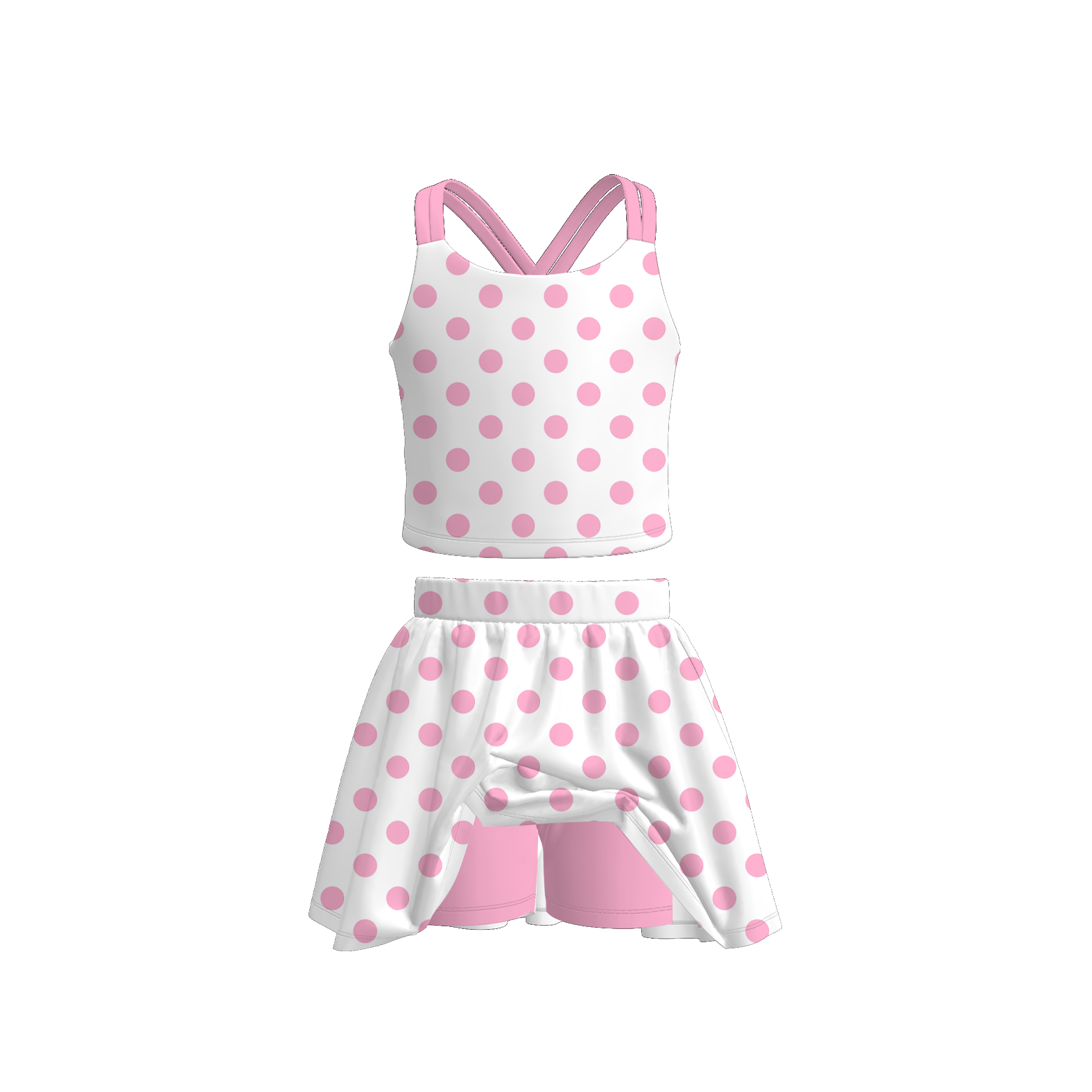 (Pre Order)Girls Spring and Summer Dot Print Skort Set