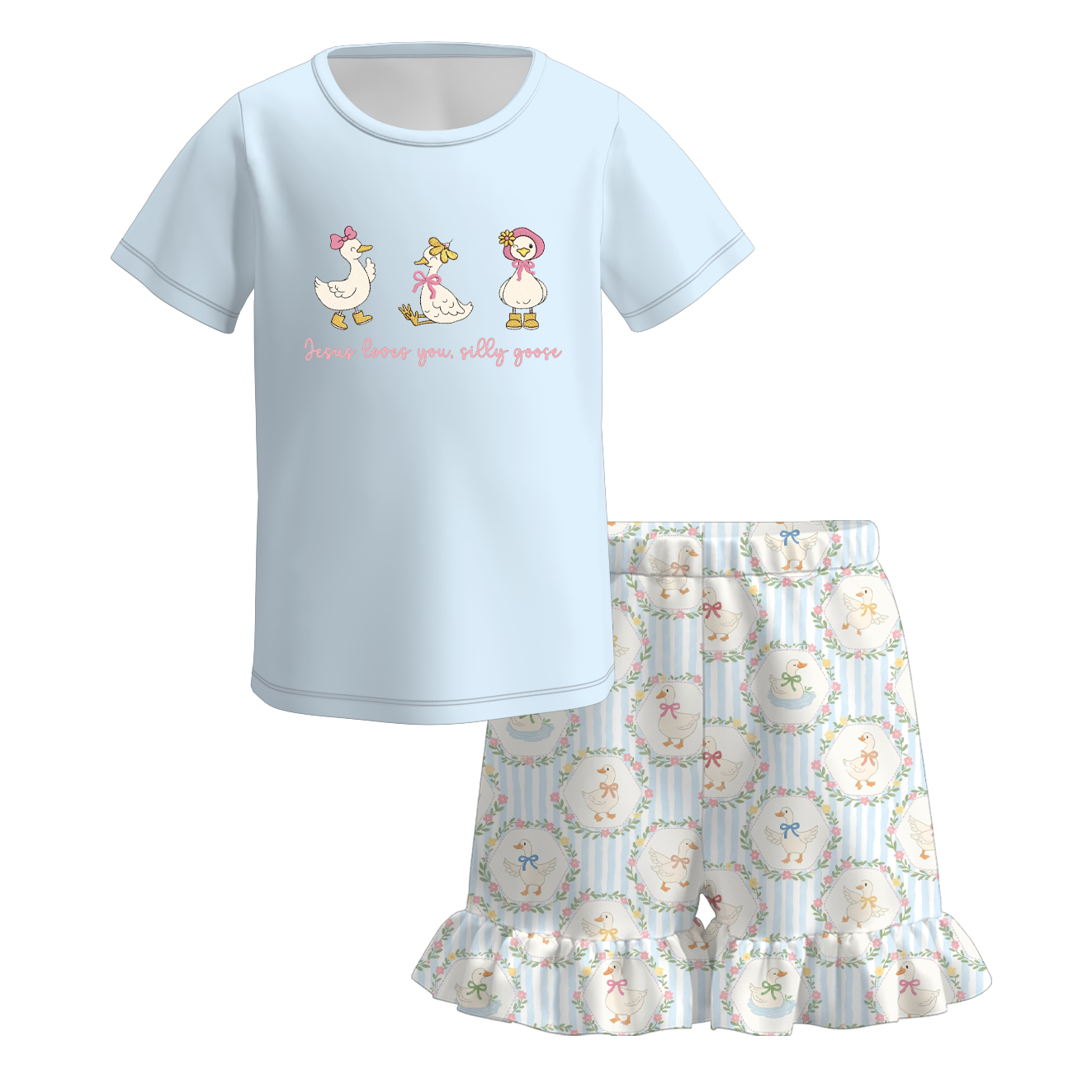 (Pre Order+Prepack Zone)Girls Goose&Floral Print Dress,Set(Mix Size)