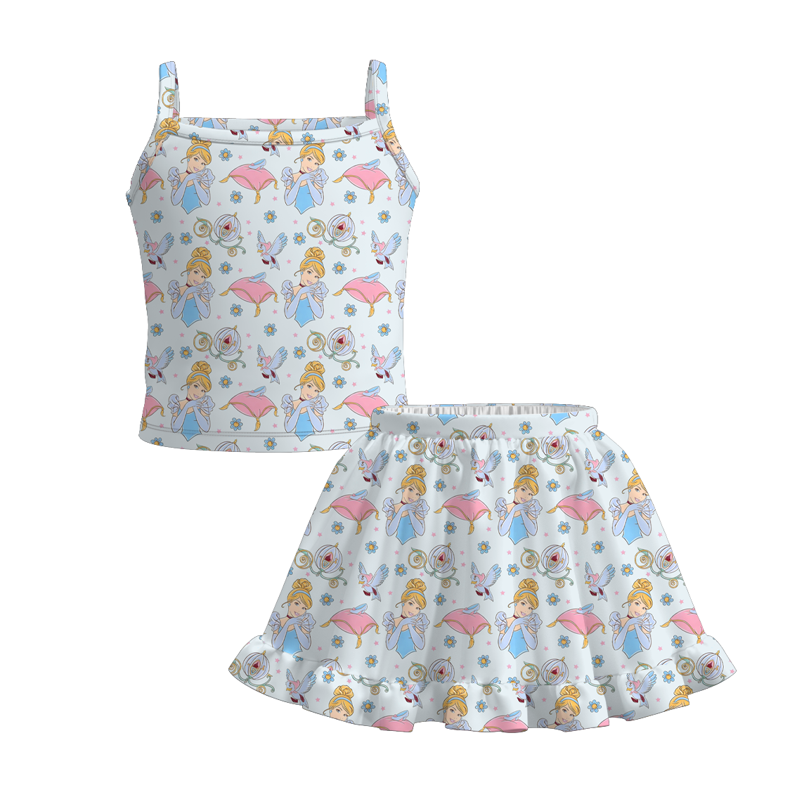 (Pre Order+Prepack Zone)Girls Cartoon&Princess Print Skirt Set(Mix Size)