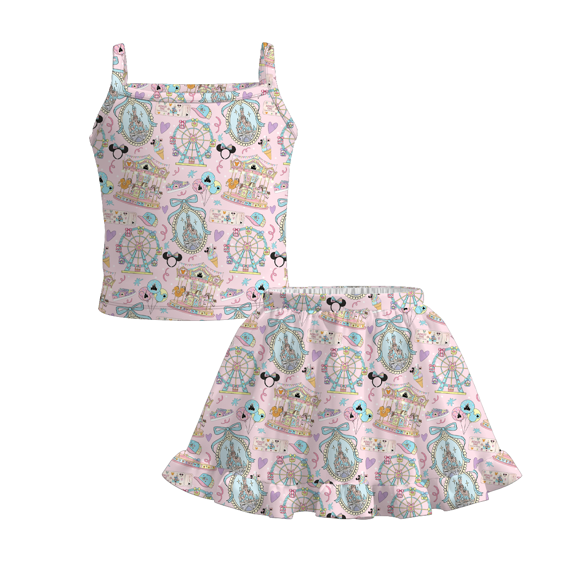 (Pre Order+Prepack Zone)Girls Cartoon&Princess Print Skirt Set(Mix Size)
