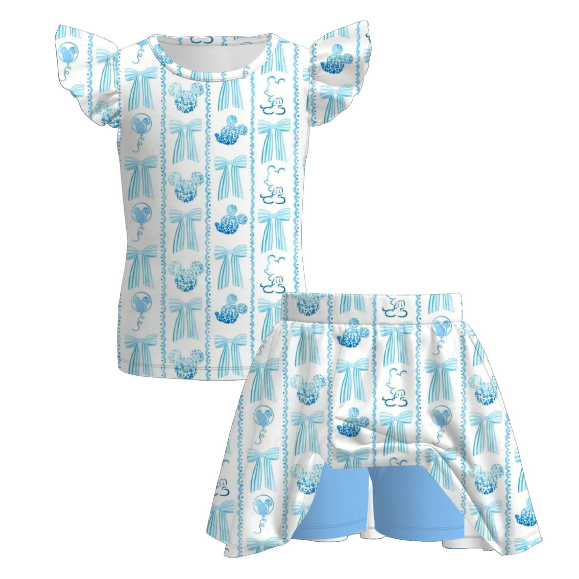 (Pre Order+Prepack Zone)Girls Cartoon&Princess Print Skort Set(Mix Size)