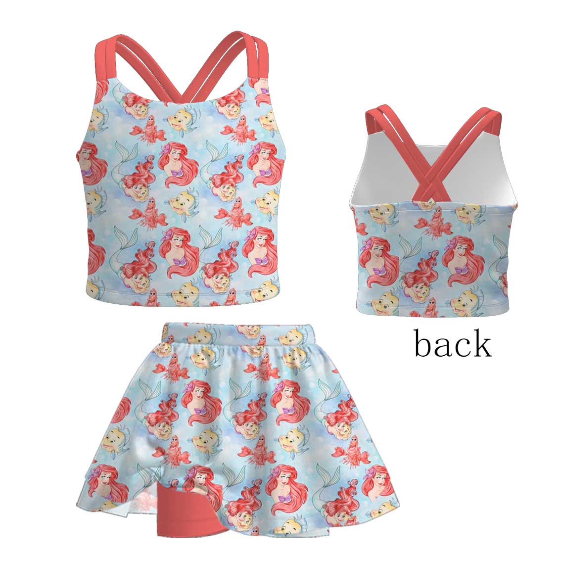 (Pre Order+Prepack Zone)Girls Cartoon&Princess Print Skort Set(Mix Size)