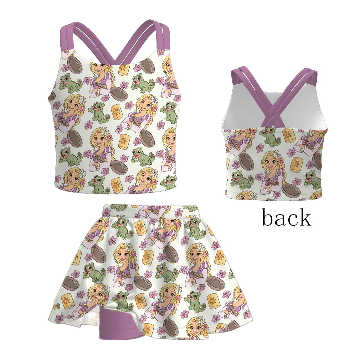 (Pre Order+Prepack Zone)Girls Cartoon&Princess Print Skort Set(Mix Size)