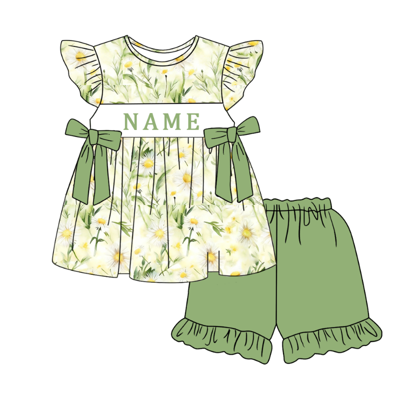 (Pre Order)Siblings Spring&Summer Daisy Embroidery Smocked Dress,Set&Romper-Customized name