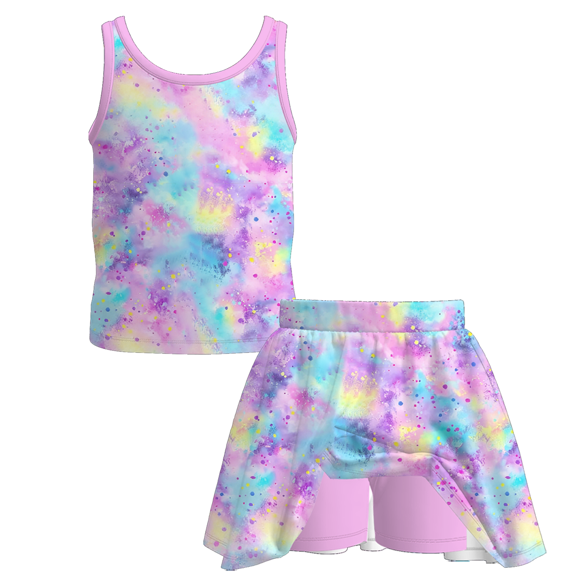 (Pre Order+Prepack Zone)Girls Spring&Summer Cartoon Print Skort Set