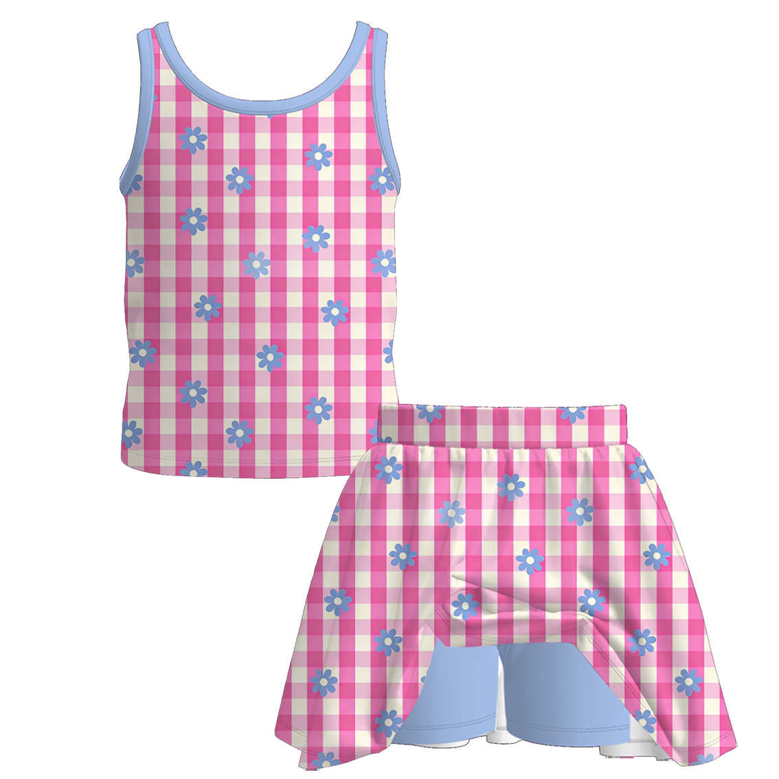 (Pre Order+Prepack Zone)Girls Spring&Summer Cartoon Print Skort Set