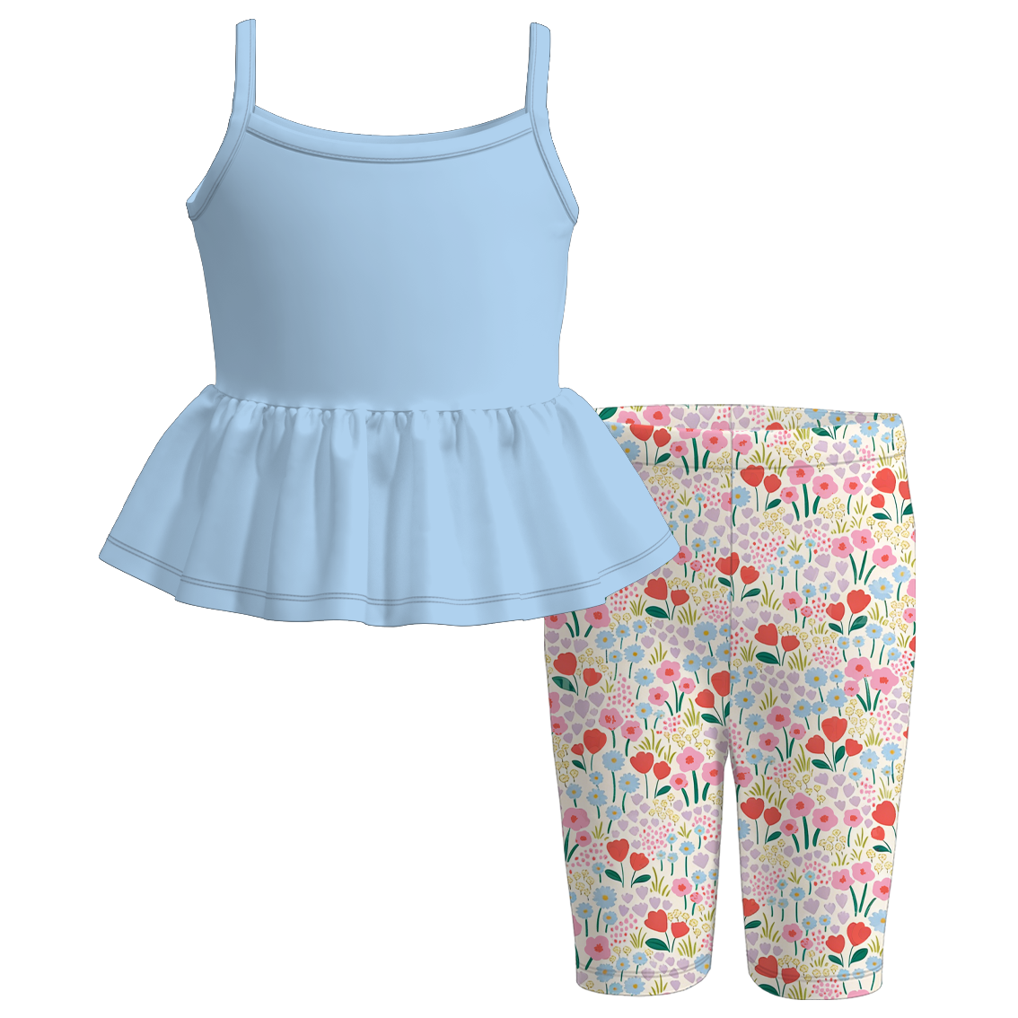 (Pre Order+Prepack Zone)Girls Spring&Summer Print Capris Set