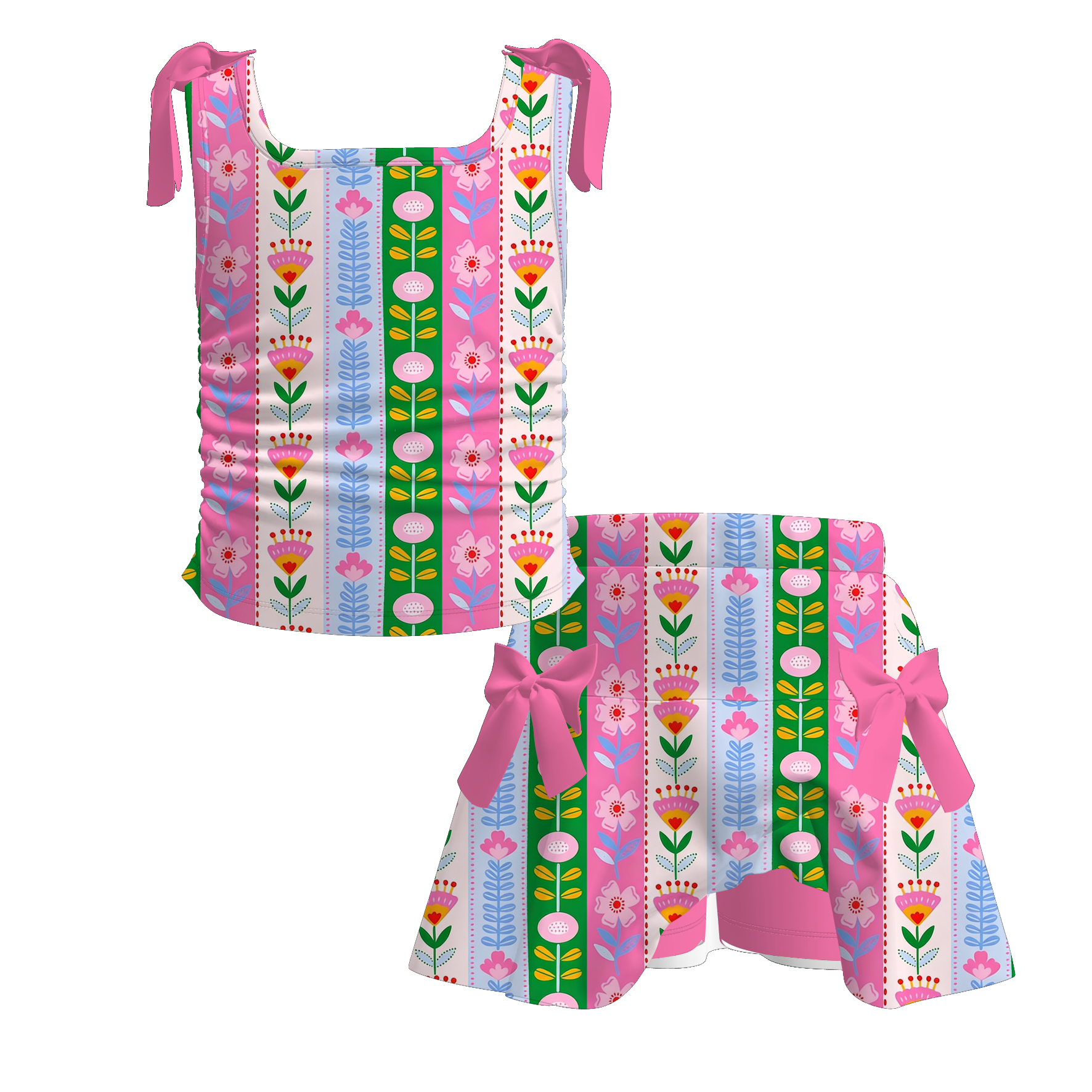 (Pre Order+Prepack Zone)Girls Spring&Summer Print Skort Set