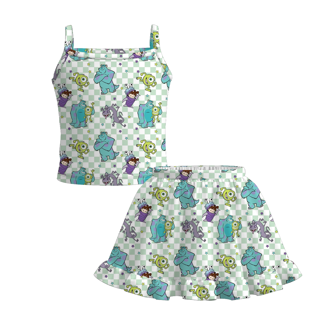 (Pre Order+Prepack Zone)Siblings Cartoon Print Skirt Set&Top(Mix Size)