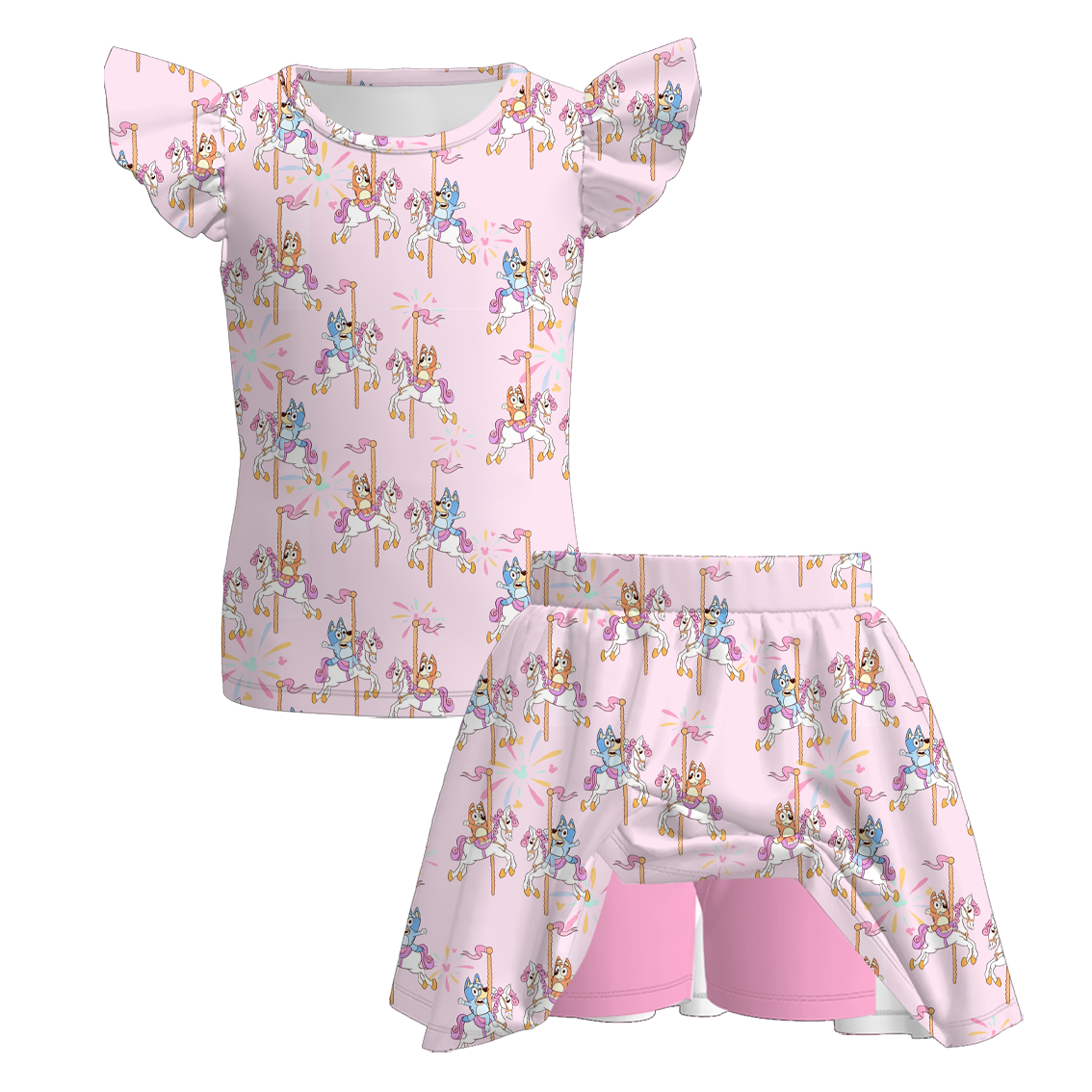 (Pre Order+Prepack Zone)Girls Cartoon Puppy Print Dress,Set(Mix Size)